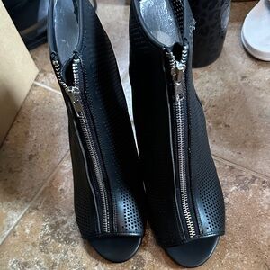 Nine West Black Perforated Peep-Toe Boots